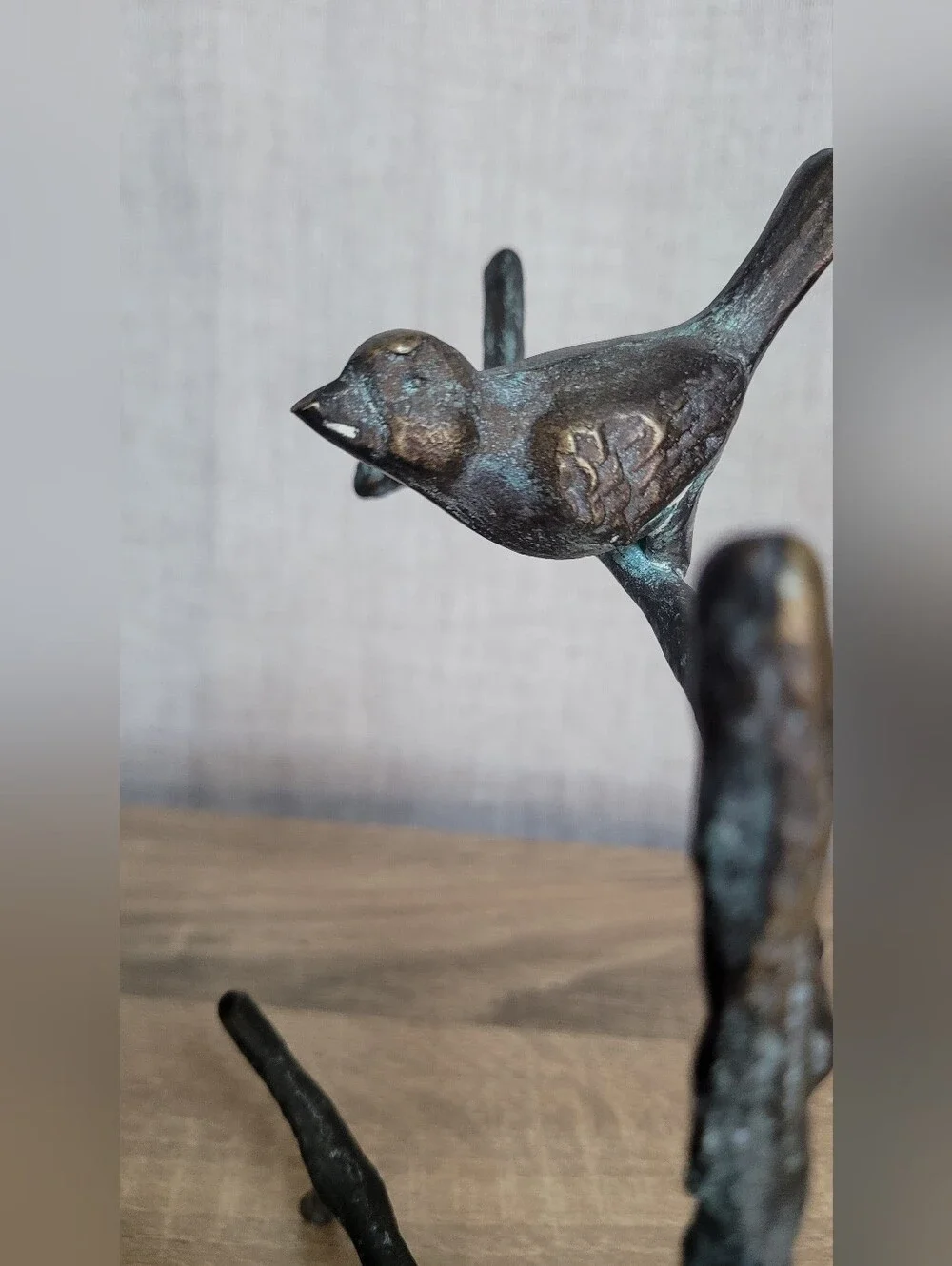 Decorative Bird Branch Candle Holder - Bronze/Patina